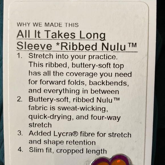 ❤️ Lululemon All It Takes Long Sleeve Shirt *Ribbed Nulu Green Jasper Size 6 NWT - Picture 3 of 6